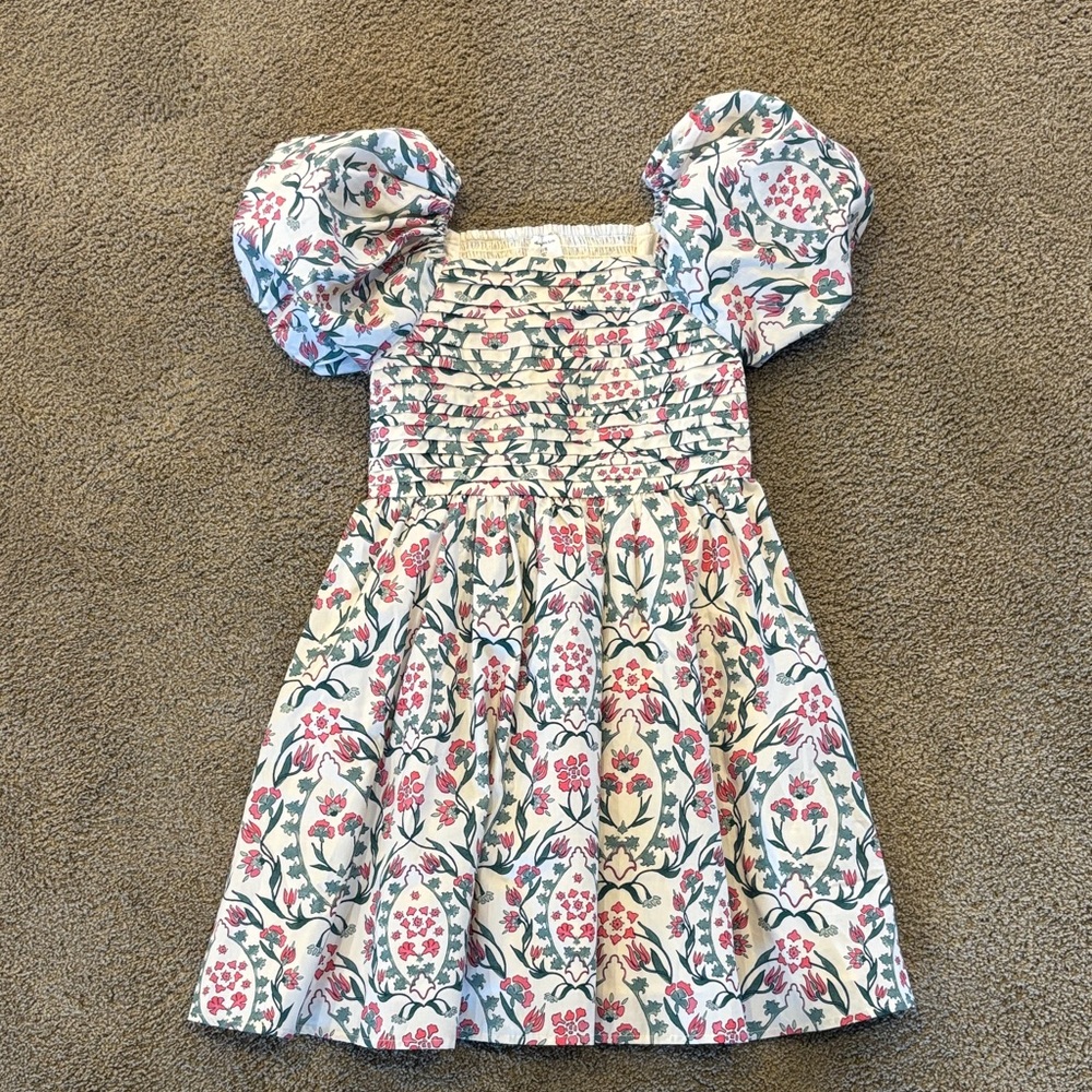 Abercrombie Kids Emerson Floral Puff Sleeve Dress - Pink and Green